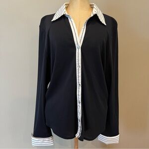 VTG Mesh Liz‎ Claiborne Button Down Top SZ L Petite See through Lightweight